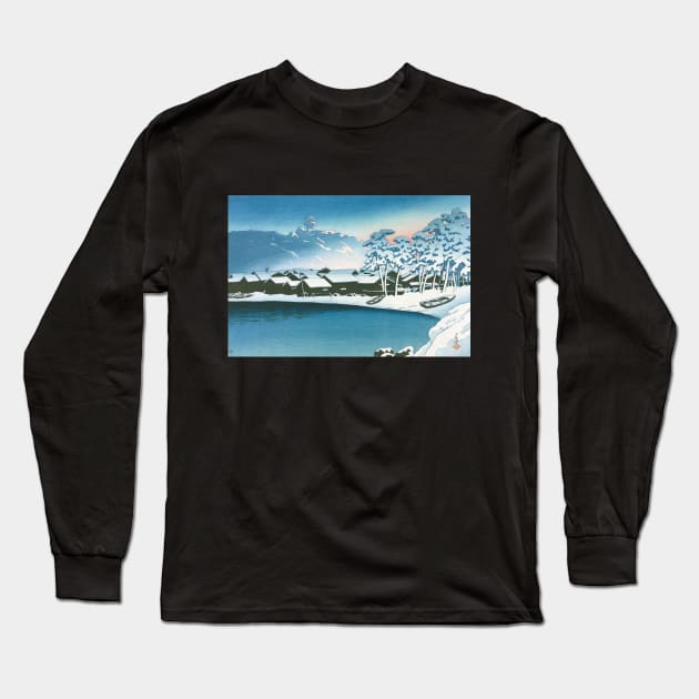 Dawn Snow at the Port of Ogi by Kawase Hasui Long Sleeve T-Shirt by Takeda_Art